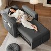 YITAHOME Schlafsessel mit Bettfunktion 192×88 cm, 3-in-1 Ausziehbares Schlafsofa, Verstellbares Einzelsessel mit Kissen und Seitentasche, Sofa mit Schlaffunktion für Wohnzimmer Wohnung, Hellgrau Bild 2