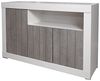 Dmora Modernes Sideboard mit 3 Türen, Küchenbuffet, Sideboard mit Regalen und Regalen, Wohnzimmer TV-Ständer, 138x42xh86 cm, Weiß und Zementfarbe Bild 3