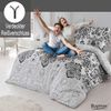 Buymax Bettwäsche Wendebettwäsche, Bettbezug-Set, Renforcé 100% Baumwolle, 3 teilig, 200x200 cm, elegant, mit Reißverschluss, Barock, Weiß, Grau Bild 4