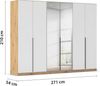 Rauch Möbel Alabama, Kleiderschrank, Garderobenschrank, 6-türig, Spiegel, Zubehör Basic, 3 Kleiderstangen, 3 Einlegeböden, Farbe Weiß/Eiche Artisan, Holz, Griff Grau metallic, 271 x 210 x 54 cm Bild 3