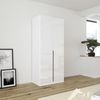 Rauch Möbel Alabama, Kleiderschrank, Garderobe, 2-türig, Zubehör Premium, 1 Kleiderstange, 3 Einlegeböden, Schubladeneinsatz, Farbe Hochglanz Weiß/Weiß, Griff Grau metallic, 91 x 229 x 54 cm Bild 2