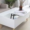 Bakaji Couchtisch Weiß, Versenkbarer Couchtisch, Separates Verstecktes Ablagefach, Multifunktional mit Viel Stauraum und Bücherregal, Modern, Hubplatte, Wohnzimmertisch, 100x60 cm Bild 2