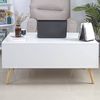 Bakaji Couchtisch Weiß, Versenkbarer Couchtisch, Separates Verstecktes Ablagefach, Multifunktional mit Viel Stauraum und Bücherregal, Modern, Hubplatte, Wohnzimmertisch, 100x60 cm Bild 3