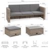 Polyrattan Sitzmöbel Set Sofa Tisch 2 Hocker grau Lounge Gartenset Rattanmöbel Bild 3