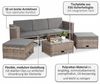 Polyrattan Sitzmöbel Set Sofa Tisch 2 Hocker grau Lounge Gartenset Rattanmöbel Bild 5