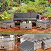 Polyrattan Sitzmöbel Set Sofa Tisch 2 Hocker grau Lounge Gartenset Rattanmöbel Bild 3