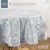 Elrene Home Fashions Savannah Boho Paisley Wasser- und Fleckenabweisende Vinyl-Tischdecke für drinnen und draußen, mit Flanell-Rückseite, 152,4x213,4 cm, oval, Grau Bild 2