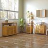 HOMCOM Badregal Badezimmerschrank mit 3 offenen Fächern, Aufbewahrungsschrank 1-tlg, Naturholz 36 x 33 x 140 cm Bild 4