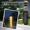 Outsunny LED Solarleuchte Rattan Solarlampe, Wegleuchte mit Lichtsensor, Anti-UV, Solarbetrieben, Wasserdicht, LED, Weiß, für Balkon, Terrasse, Stahl, Grau 20x 20 x 68cm Bild 5