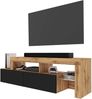 Selsey TV Schrank Board Sideboard Fernsehtisch Fernsehschrank 172 cm LED Beleuchtung Asymmetrisch Wotan Eiche Schwarzer Front Asten Bild 3