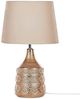 'Wari' Tischlampe Goldbraun Keramik 47 cm Stoffschirm Kegelform Jute u. Baumwolle langes Kabel mit Schalter handgefertigt Retro Schlaf- u. Wohnzimmer Bild 4