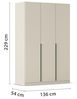 Rauch Möbel Alabama, Kleiderschrank, Garderobe, 3-türig, Zubehör Premium, 2 Kleiderstangen, 7 Einlegeböden, Schubladeneinsatz, Farbe Beige, Griff Grau metallic, 136 x 229 x 54 cm Bild 3