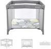Kikkaboo Laufstall Enjoy Reisebett klappbar, Matratze, Sichtfenster, Tragetasche hellgrau Bild 2