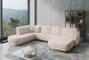 CAVADORE Wohnlandschaft Blue/Sofalandschaft mit Longchair im modernen Design, inklusiv Kopfteilverstellung und mattschwarzen Metallfüßen / 356 x 93 x 249 / Mikrofaser, Beige Bild 2