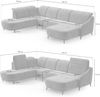 CAVADORE Wohnlandschaft Blue/Sofalandschaft mit Longchair im modernen Design, inklusiv Kopfteilverstellung und mattschwarzen Metallfüßen / 356 x 93 x 249 / Mikrofaser, Beige Bild 3