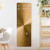 Bilderdepot24 Garderobenpaneel gold Muster Goldener Kreis gebürstet Design (ausgefallenes Flur Wandpaneel mit Garderobenhaken Kleiderhaken hängend), moderne Wandgarderobe - Flurgarderobe im schmalen Hakenpaneel Design Bild 2