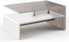 BAKAJI Wohnzimmertisch Moderner, Couchtisch Design, Beistelltisch Holztisch Kaffeetisch Tisch Weiß und Eiche in Holzoptik, 90x60 cm Bild 4