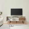 Fernsehschrank Vare 165x40x66 cm Weiß/Walnussoptik [en. casa] Bild 2