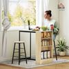 HOMCOM Bargruppe 3-tlg. mit Küchentisch, Stauraum, 2 Hocker, Fußstützen, (Bartisch mit Barhocker Set, 3-tlg, Bartisch-Set), im Modern-Stil, platzsparend, für Esszimmer, Küche, Stahl, Eiche Bild 2