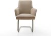 Freischwinger Heira-Flex mit Armlehnen Materialmix Schlamm Freischwinger flach Effektfinish Titan Taschenfederkern Bild 4