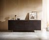 Sideboard Tereos 200 cm Esche Dunkelbraun 3D Effekt 4 Türen Winkelfuß Edelstahl gebürstet Bild 4