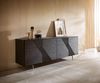 Sideboard Tereos 200 cm Esche Dunkelbraun 3D Effekt 4 Türen Winkelfuß Edelstahl gebürstet Bild 2