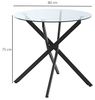 HOMCOM Beistelltisch runder Couchtisch mit Sicherheitsglas (Glastisch, 1-St, Kaffeetisch), Metall Schwarz Ø80 x 75 cm Bild 3