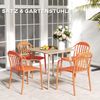 Outsunny Gartenstuhl aus Kunststoff, mit Armlehne, Rückenlehne, stapelbar (wetterfest Gartenstühle, 4 St), bis 120 kg belastbar Gartenmöbel für Hinterhof, Garten, Balkon Rot Bild 4