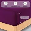 Buymax Spannbettlaken Topper, Spannbetttuch für Topper bis 9 cm Höhe, 100% Baumwolle Jersey, Aubergine, Topper 120x200 cm, 1 Bild 3