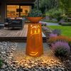 LED Dekosäule mit Blumenschale, Metall, Rost, H 59 cm Bild 2