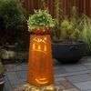 LED Dekosäule mit Blumenschale, Metall, Rost, H 59 cm Bild 5