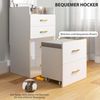 HOMCOM Schminktisch mit Rollhocker, Spiegel, 3 Schubladen (Kosmetiktisch, 1-St, Frisiertisch), Frisierkommode für Schlafzimmer, Weiß Bild 4