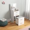 HOMCOM Schminktisch mit Rollhocker, Spiegel, 3 Schubladen (Kosmetiktisch, 1-St, Frisiertisch), Frisierkommode für Schlafzimmer, Weiß Bild 2