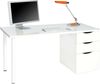 Wendbarer Schreibtisch mit Kommode mit zwei Schubladen und einer Tür, Farbe weiß, Maße 138 x 74 x 60 cm Bild 4