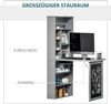 HOMCOM Schreibtisch Esstisch klappbar mit 6 Fächer Bücherregal mit 3 Regale Computertisch Bürotisch E1 Spanplatte Metallrahmen Dunkelgrau 98 x 51 x 153 cm Bild 5