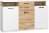 Forte WOY Sideboard 170, modernes Sideboard mit Ablage-Aufsatz, 3-türig, 2 Schubladen, Wohnzimmer, Flur, Holzwerkstoff, Weiß mit Artisaneiche Holzdekor, 169,6 cm breit x 106,5 cm hoch x 42 cm tief Bild 4