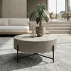 Milo Couchtisch Rund ø80 cm - Marmoroptik & Lamellenoptik Grau Bild 3