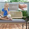 Outsunny Sitzgruppe mit 2er Sofa, Sessel, Glastisch, Kissen, (Gartenmöbel Set aus Polyrattan, 4-tlg, Lounge-Set für 4 Personen), für Garten Balkon, Dunkelgrau+Gelb Bild 5