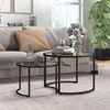 HOMCOM Couchtisch Beistelltisch mit Schwarz Stahlgestell und Tischplatte (Kaffeetisch, 2-St, Sofatisch), für Wohnzimmer, Schlafzimmer Schwarz Bild 2