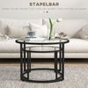 HOMCOM Couchtisch Beistelltisch mit Schwarz Stahlgestell und Tischplatte (Kaffeetisch, 2-St, Sofatisch), für Wohnzimmer, Schlafzimmer Schwarz Bild 4