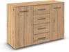 rauch Aditio Box, Kommode, 2-türig, 4 Schubladen, mit Softclose-Funktion, Farbe Eiche Artisan, BxHxT 120x81x42cm
