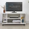 BAKAJI Wagen TV-Schrank, weiß, 4 Räder, Fernseher, Holz, MDF, Holzwerkstoff Metall, Medium Bild 5