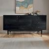 Sideboard Akazie Massivholz 160x81x42cm Schwarz 2 Türen 3 Schubladen Modern Bild 2