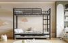 Ball & Cast Hochbett (90x200 cm&90x190 cm) Metall Kinderbett mit Absturzsicherung und Treppe, Etagenbett mit Ausziehbett für 3 Kinder, Schwarz Bild 5