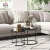 HOMCOM Beistelltisch 2er-Set, rund, stapelbar (Couchtisch, 2-St, Wohnzimmertisch), für Wohnzimmer, Schlafzimmer, Flur, Stahl, Ø43,35 cm, Schwarz Bild 2