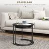 HOMCOM Beistelltisch 2er-Set, rund, stapelbar (Couchtisch, 2-St, Wohnzimmertisch), für Wohnzimmer, Schlafzimmer, Flur, Stahl, Ø43,35 cm, Schwarz Bild 4