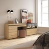 Skraut Home | Schminktisch | Frisiertisch mit Stauraum | 234 x 145 x 35 cm | mit Schublade | Elektrokamin XXL | Kommode mit Schubladen | Lamellenwand Holz | Moderner Stil | Eiche Bild 2