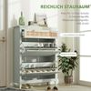 HOMCOM Schuhschrank mit 2 Klappen Schuhkipper mit Schublade, Schuhregal (Schuhablage, 1-St, Schuhkommode) für Eingangsbereich, Flur 88 x 30 x 120 cm, Grün Bild 4