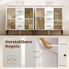 HOMCOM Sideboard mit 3 Schubladen, 2 Glastüren, verstellbaren Regalen (Modern Schubladenschrank, 1 St, Kommode), mit Soft-Close-Scharnieren, für Wohnzimmer Esszimmer Flur, Weiß Bild 5