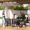 Outsunny Garten-Essgruppe mit 6 stapelbar Stühlen, geschlitzte Tisch, (Essgruppe für 6 Personen, 7-tlg, 7-teilig Sitzgruppe), für Terrasse, Balkon Dunkelbraun Bild 3